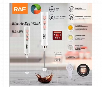 Express Delivery - Raf R342W Rechargeable 3 In 1 Electric Egg Whisk And Coffee Mixer 80W 3 Speed Handheld Mixer - ID 7162959