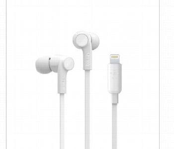 Express Delivery - Belkin Rockstar Lightning Earphones White 112Cm - ID 7163132