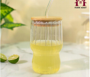 Express Delivery - The Elegant Glass Cup 400Ml With Straw - ID 7163422