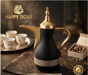 Express Delivery - Elegant Black With Golden 1L Vacuum Jug - ID 7163619