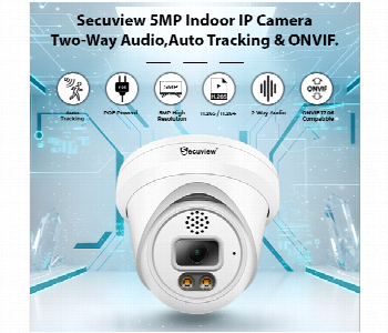 Express Delivery - Secuview 5Mp Indoor Ip Camera Svc Dm513Sfipw Two Way Audio Auto Tracking And Onvif - ID 7163697