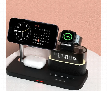 Express Delivery - C09 5 In 1 Wireless Charging Station Clock 15W Rgb  Colorful Lights - ID 7163740