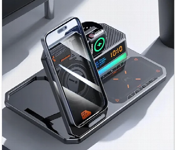 Express Delivery - T50 6 In 1 Wireless Charging Station Speaker Led Clock Display - ID 7163759