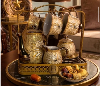Express Delivery - Elegant Floral Tea Set With Golden Touch - ID 7163788
