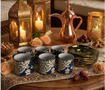 Express Delivery - Colorful Metallic Coffee Cup Set  6 Pieces - ID 7163796