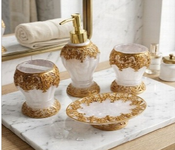 Express Delivery - Luxury Golden Bathroom Accessories Set - ID 7163861