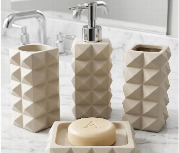 Express Delivery - Decorative Grey Bathroom Set  4 Peices - ID 7163885