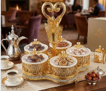 Express Delivery - Luxury Serving Set With5 Bowls In Elegant Gold Design - ID 7163916