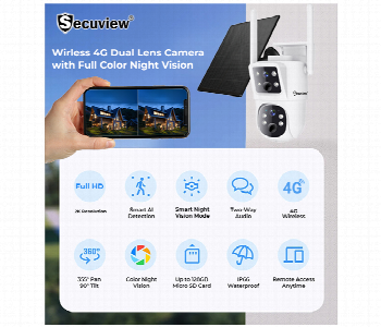 Safe Home, Smart Choice For Secuview 4G Wireless Solar Camera Sv M3Ub Dl 4G With Dual Lens - ID 7163924