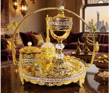 Express Delivery - Royal Golden Incense Holder With Crystal Design - ID 7163928