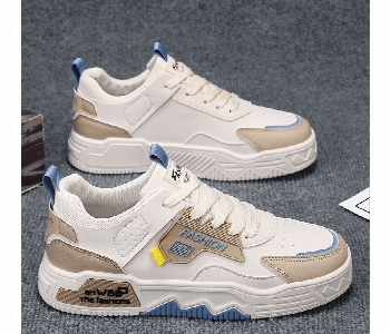 Express Delivery - Mens Off White And Beige Chunky Casual Sneakers With Blue Accents Sizes 39 To 44 - ID 7164277