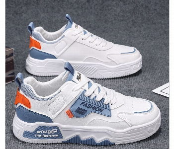 Express Delivery - Mens White Chunky Casual Sneakers With Blue And Orange Accents Sizes 39 To 44 - ID 7164279