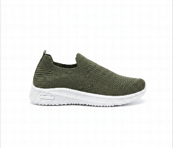 Express Delivery - Mens Army Green Knit Slip On Sneakers - ID 7164673
