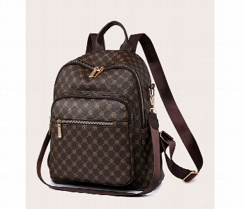 Express Delivery - Women Geometric Monogram Backpack Brown Multi Functional Shoulder Bag Casual Travel Daypack With Anti Theft Pocket - ID 7164703