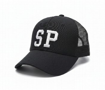 Express Delivery - Unisex Sp Letter Embroidered Trucker Hat Adjustable Breathable Mesh Baseball Cap Black - ID 7165227