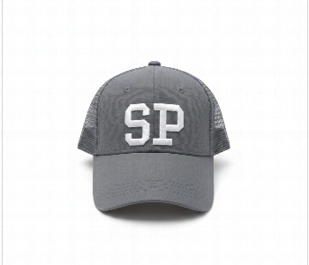 Express Delivery - Unisex Sp Letter Embroidered Trucker Hat Adjustable Breathable Mesh Baseball Cap Grey - ID 7165229