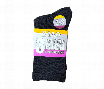 Express Delivery - Xiao Kids Cotton Rich Fashion Socks Pack Of 3 Pairs Black - ID 7165233