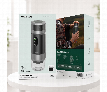 Green Lion Campinas Portable Coffee Maker 80Ml Gray Gl Cm04 Rechargeable Espresso Machine For Travel And Camping Front View - ID 7165871