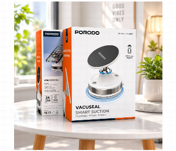 Express Delivery - Porodo Vacuseal Smart Suction Magnetic Phone Mount White Pdhsm27 Magsafe Compatible Phone Holder - ID 7165877