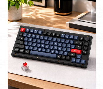Express Delivery - Keychron V1 Qmk Custom Mechanical Keyboard Ink Black And Red Switch V1 C1 Wired Hot Swappable Mechanical Keyboard - ID 7165925