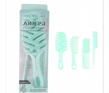 Express Delivery - Aimeisi Fashion 4In1 Styling Comb Set Anti Static Care Mint Green - ID 7165953