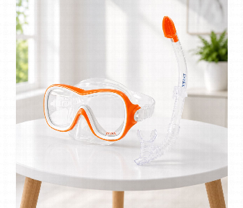 Express Delivery - Intex 55647 Kids Snorkel Set Swim Mask And Snorkel Anti Leak Diving Set Adjustable 8 Plus Years Orange - ID 7166236