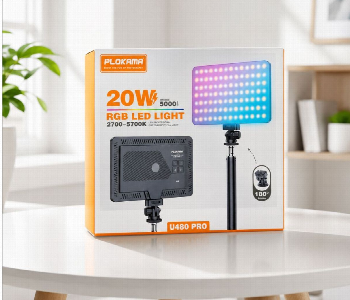 Express Delivery - Plokama U480 Pro Rgb Led Fill Light 20W Black Rechargeable Photography Video Light With 5000Mah Battery - ID 7166522