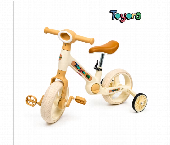 Express Delivery - 3 In 1 Kids Balance Bike With Pedals Training Wheels And Adjustable Seat Learning Bicycle For Boys And Girls  Beige - ID 7167008