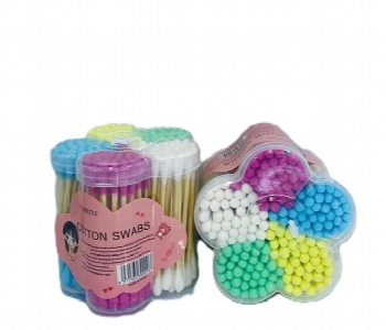 Multicolor Cotton Swabs 1 Jar Double Headed Assorted Colors Front View - ID 7167437
