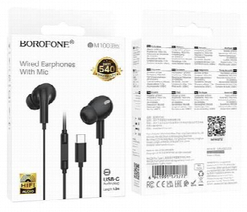 Express Delivery - Borofone M100 Wired Earphone With Mic Stereo Sound Universal Compatible Black - ID 7167610