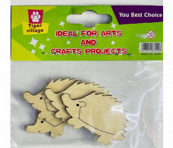 Express Delivery - Tiger Village Hedgehog Wood Craft Shapes 4Pcs Diy Decor - ID 7167617