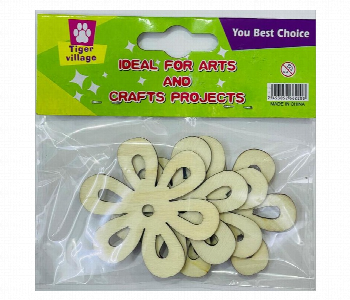 Express Delivery - Tiger Village Wood Craft Flower Shapes 4Pcs Diy Decoration - ID 7167633
