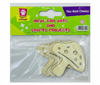Express Delivery - Tiger Village Wood Craft Mushroom Shapes 4Pcs Diy Decoration - ID 7167638
