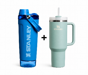 Stanley 20Oz Activate Shaker Bottle And 40Oz Quencher H20 Flowstate Tumbler Azure Seafoam Blue Combo Front View - ID 7167696
