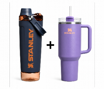 Stanley 20Oz Activate Shaker Bottle And 40Oz Quencher H20 Flowstate Tumbler Twilight Purple Combo Front View - ID 7167701