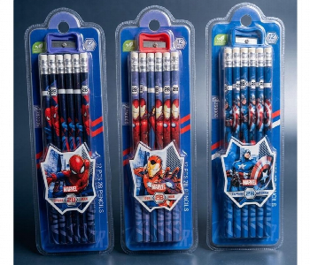 Express Delivery - Marvel Avengers 12Pcs 2B Pencil Set With Sharpener Blue - ID 7167746