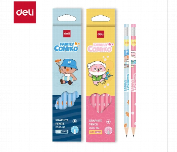 Deli Family Comiko C068 Hb Hb Pencil 12Pcs With Eraser Pink Front View - ID 7167820