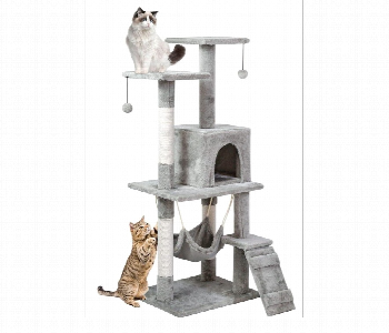 Express Delivery - Multi Level Cat Tree Tower With Condo Hammock Scratching Posts Ladder Hanging Toys Plush Cat Activity Center - ID 7168129