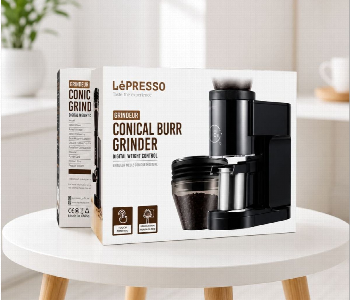 Express Delivery - Lepresso Conical Burr Coffee Grinder 150W Digital Weight Control 400G Bean Hopper 60G Capacity Touch Control Black - ID 7168166