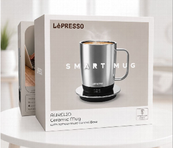 Express Delivery - Lepresso Aurelio Ceramic Mug 300Ml Temperature Control Mug With Heating Base 3200Mah Rechargeable Type C Silver - ID 7168188