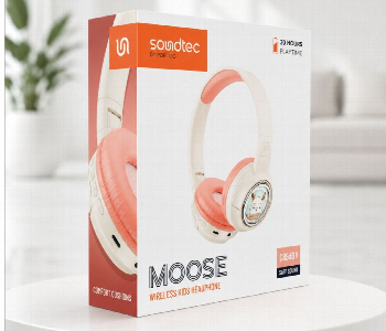 New Arrivals For Porodo Soundtec Moose Wireless Kids Headphones 400Mah 20 Hours Playtime Bluetooth 5.3 85Db Safe Sound Pink - ID 7168223