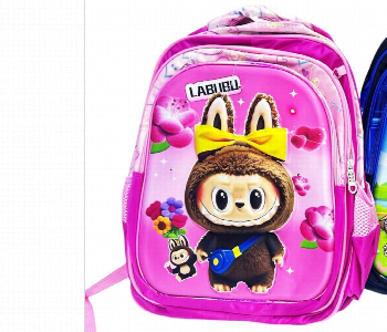 Express Delivery - Labubu School Bag 16 Inch 3D Cartoon Backpack Pink - ID 7168658