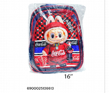 Express Delivery - Coca Cola Labubu Backpack 16 Inch School Bag 1Pc Red And Blue - ID 7168660