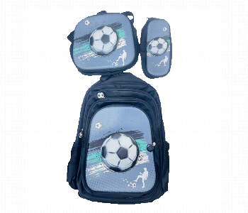 Soccer Theme School Bag Set 3 In 1 18 Inch Kids Gray Front View - ID 7168738