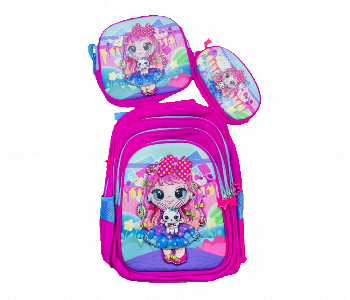 Little Princess Pink School Bag Set 3 In 1 18 Inch Kids Front View - ID 7168740