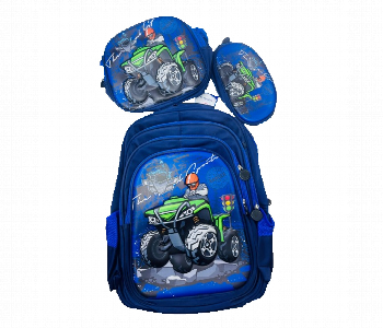 Monster Truck School Bag Set 3 In 1 18 Inch Kids Blue Front View - ID 7168741