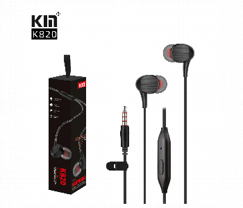 Kin K820 Stereo Earphone 3.5Mm Hifi Sound Black Front View - ID 7169204