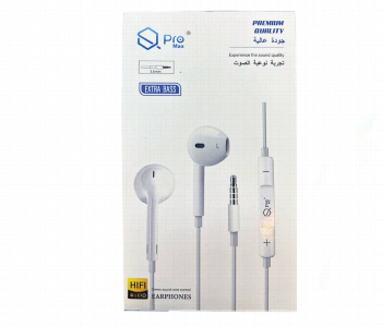 Express Delivery - Promax Stereo Earphones 3.5Mm Hifi Extra Bass Mic White - ID 7169213