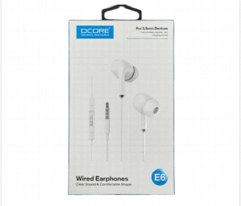 Express Delivery - Dcore E6 Wired Earphones 3.5Mm Ergonomic In Ear Design - ID 7169431