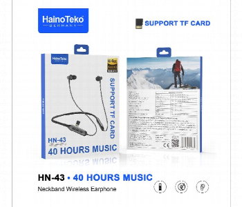 Express Delivery - Hainoteko Hn 43 Neckband Earphones Bluetooth 40H Tf Card Black - ID 7169473